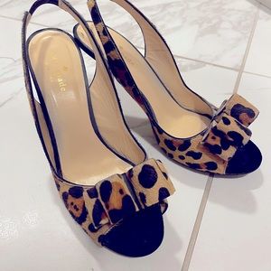 Kate spade leopard sling back heels.